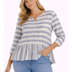 Lucky Brand Women’s Blue & White Striped Peplum Top, size XL